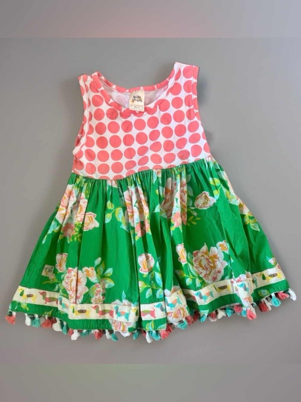 Wildflowers Girls "Best in Show" Ballet Top or Dress Size 4-Dachshund Dog Trim